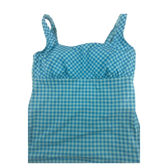 Lands’ End Paradise Aqua Gingham Tankini Swimwear Top Women's Size 18 NEW!!! - Picture 3 of 6